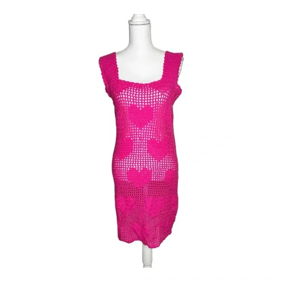 Beach Riot James Dress Pink Heart Crochet Sz Large Beach Riot James Dress Pink Heart Crochet Sz Large